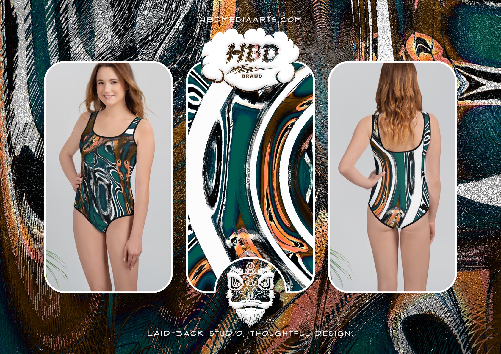 All-Over Print Youth Swimsuit: Creole Voodoo