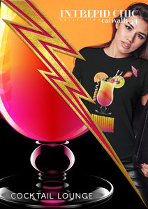 Women's fitted eco tee: Cocktail Lounge (Black)