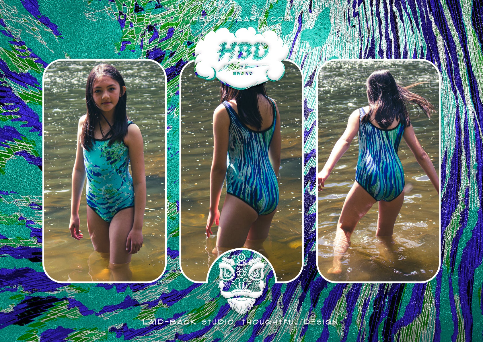 All-Over Print Youth Swimsuit: Rock Dance