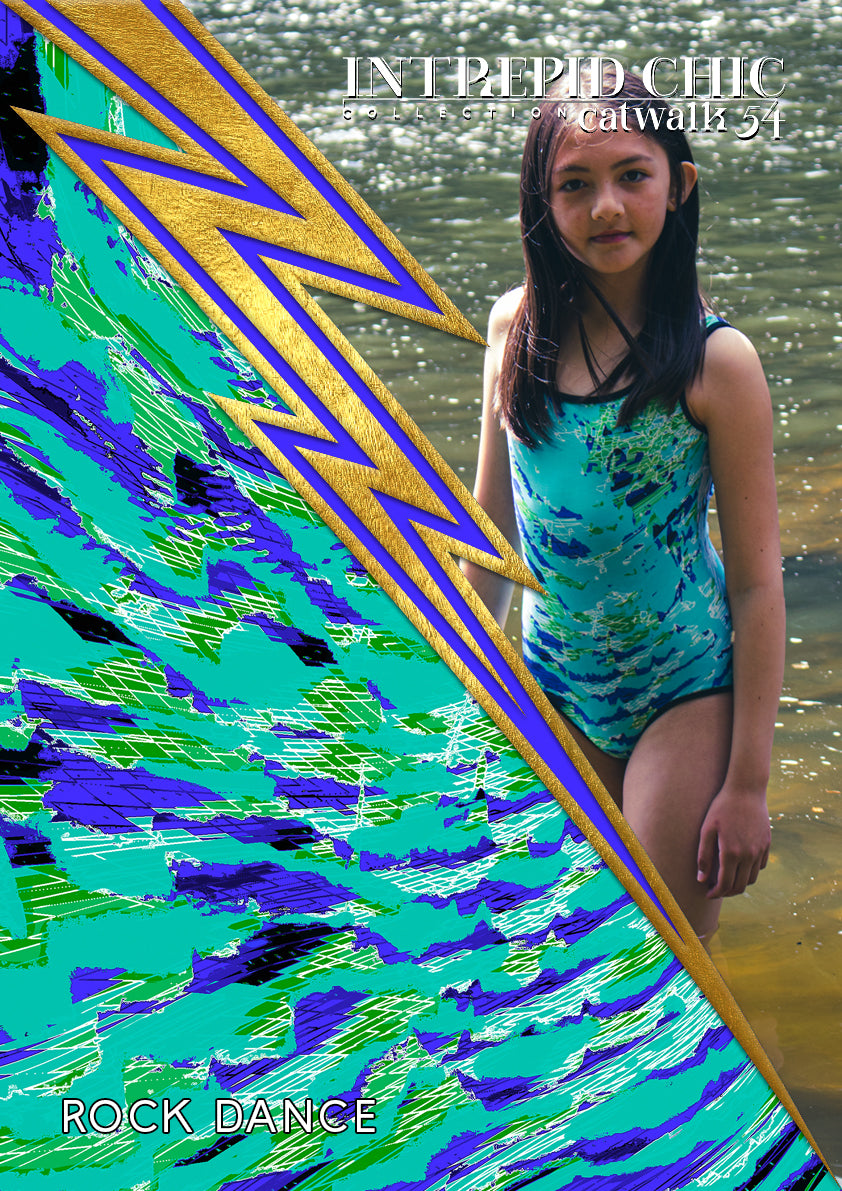 All-Over Print Youth Swimsuit: Rock Dance